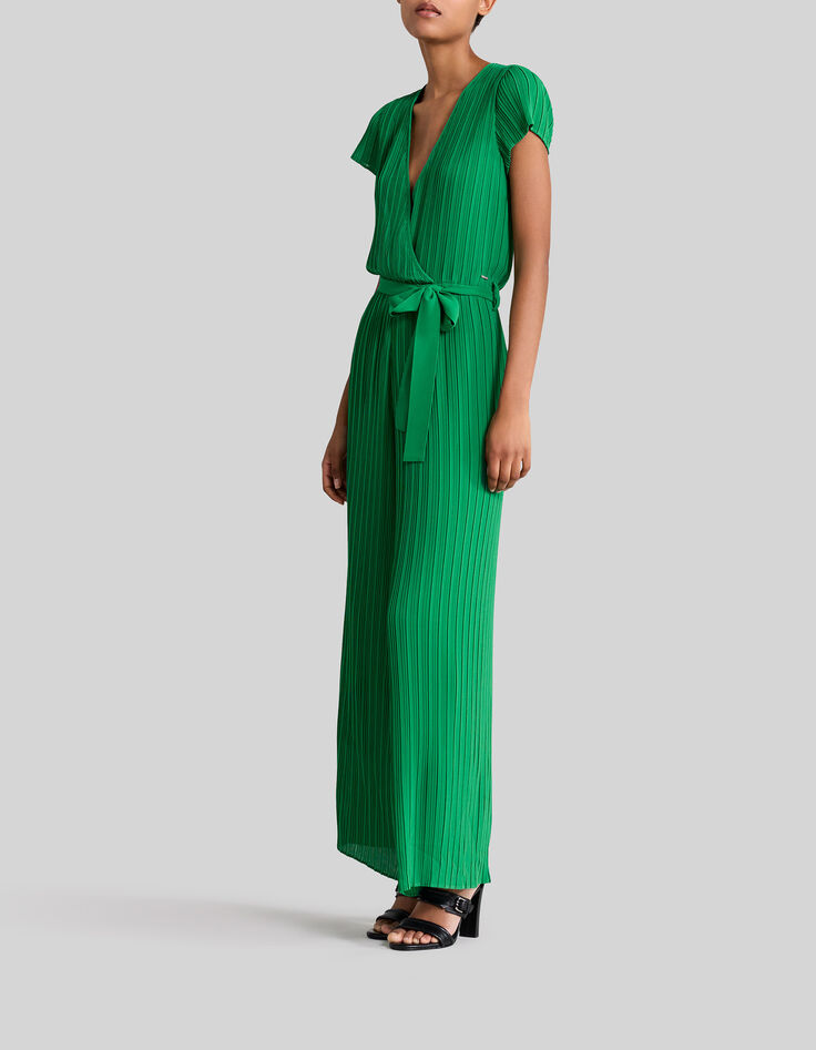 Muntgroene jumpsuit geplooid Dames-8