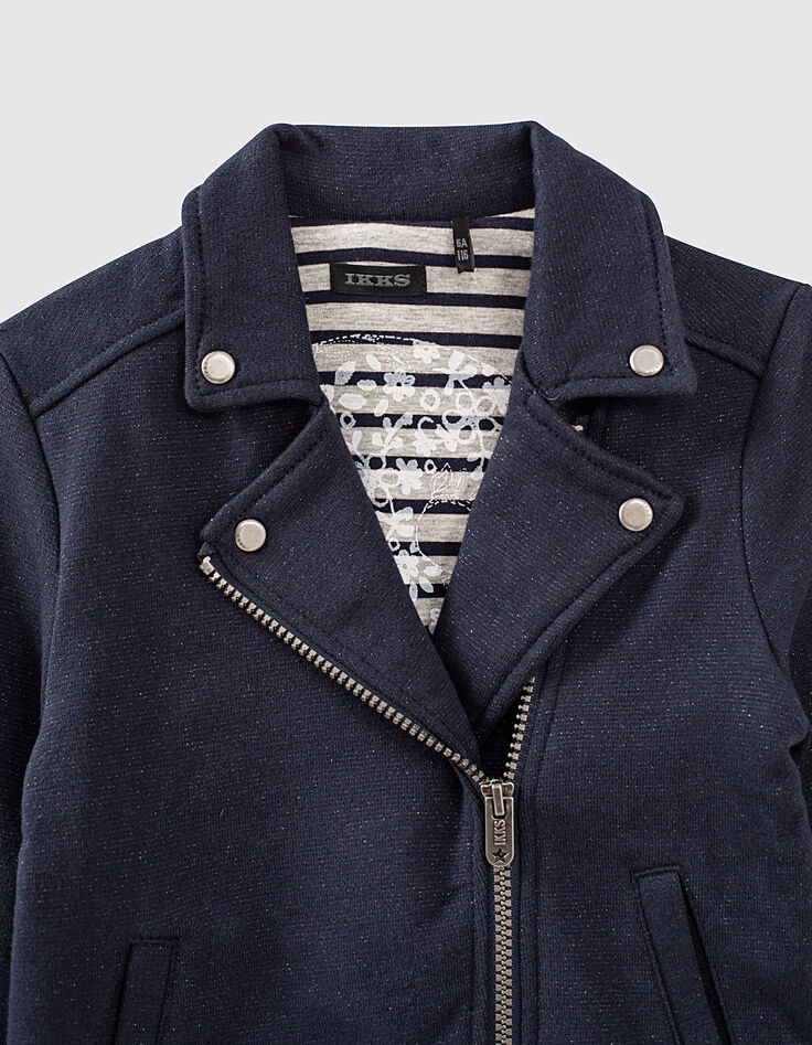 Cardigan navy lurex esprit motard fille-2