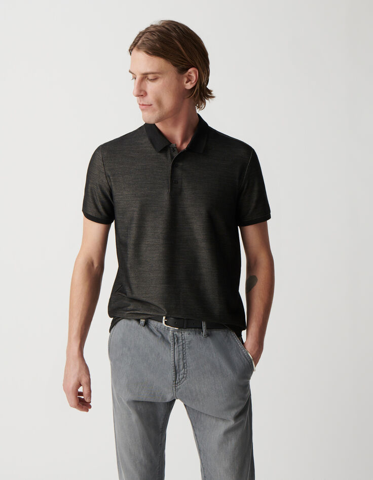 Men’s grey SEAWOOL® semi-plain knit polo shirt-2