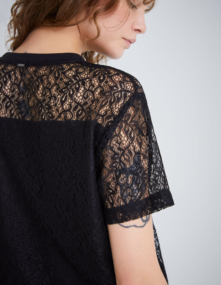 Women’s black lace top with slogan-3 Women’s black lace top with slogan-3
