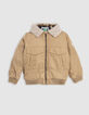 Bomber camel cuello piel capucha extraíble niño-2