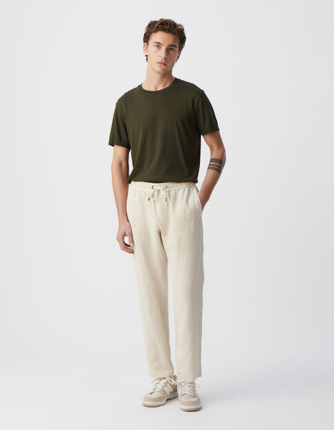 Men’s beige Lyocell® and linen joggers - IKKS