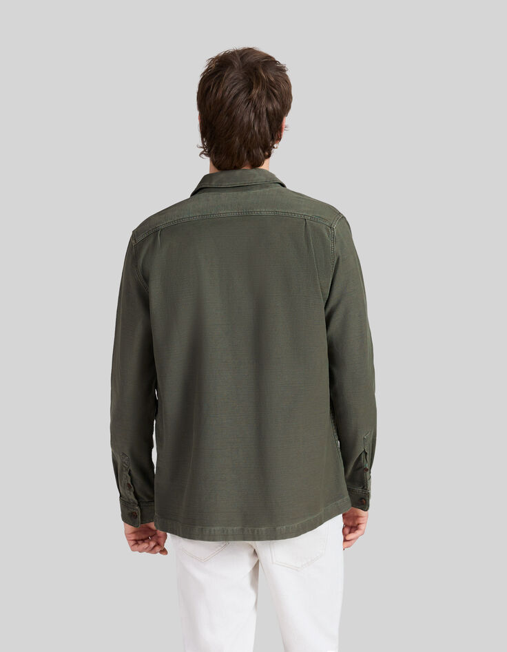 Men&rsquo;s khaki workwear-style canvas REGULAR overshirt-4