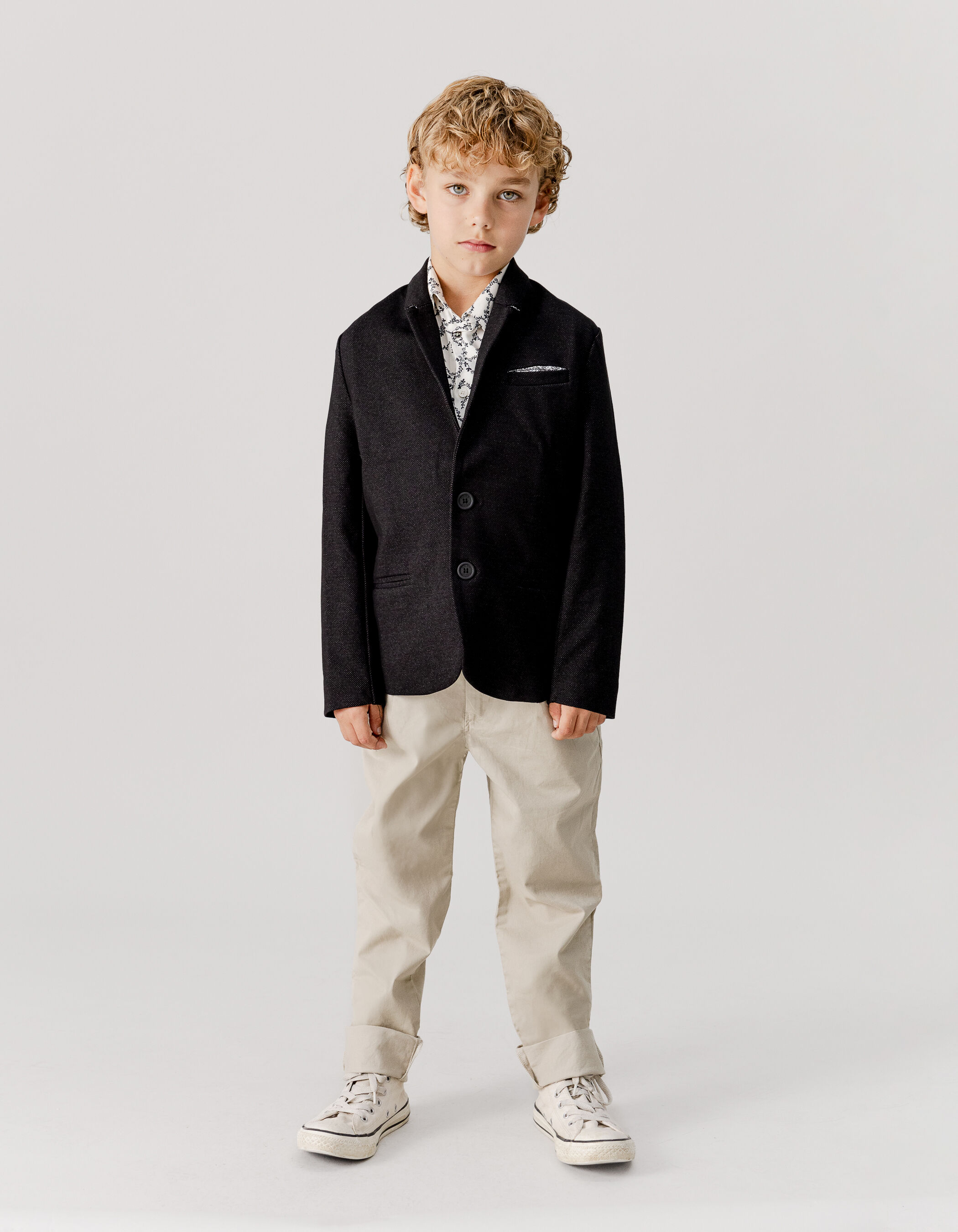 Veste de costume ceremonie noire faux uni garcon IKKS