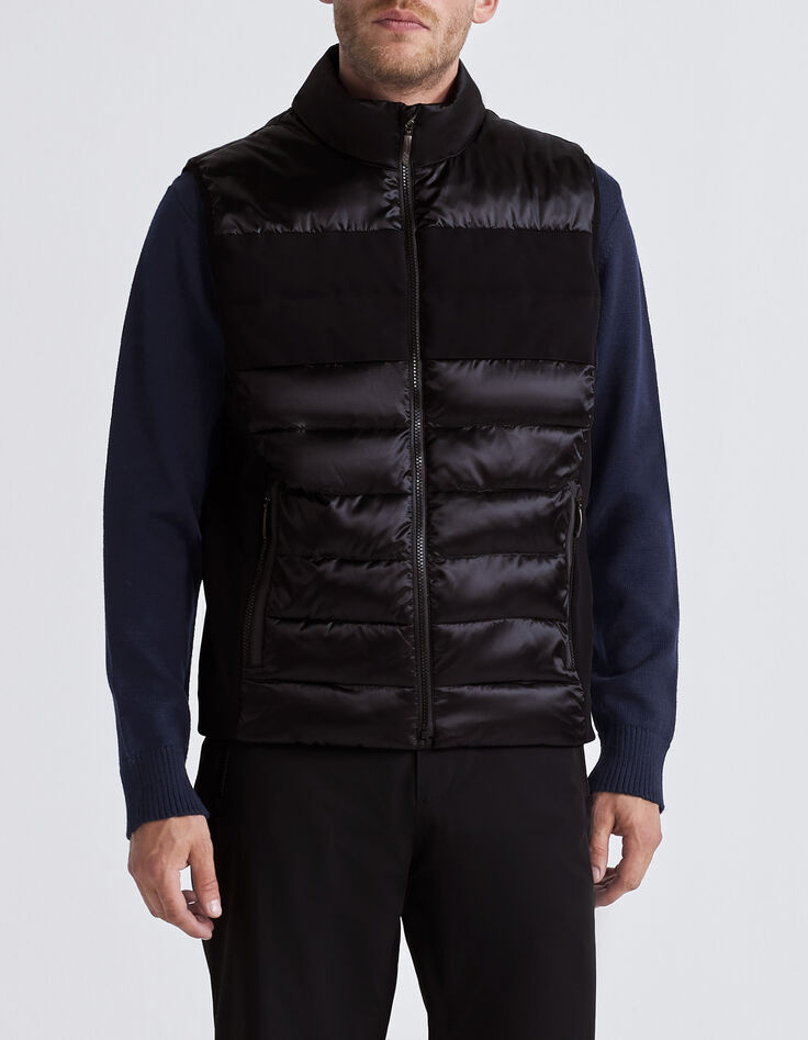 Men&rsquo;s black mixed fabric IKKS x DUVILLARD bodywarmer-2