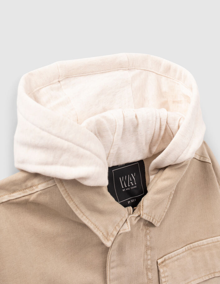 Beige denim jacket with detachable hood - IKKS