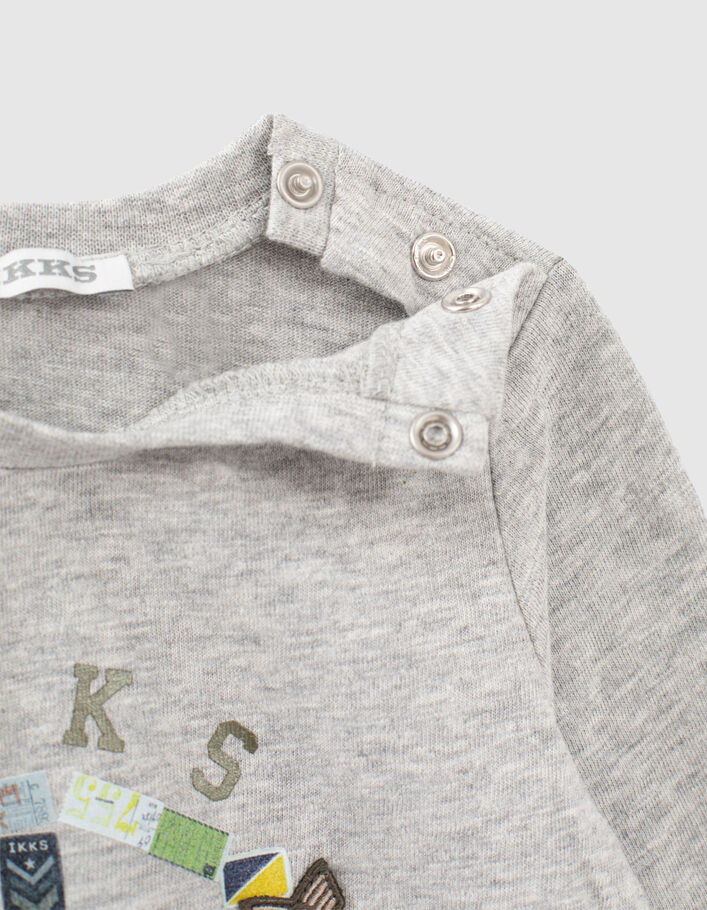 T-shirt gris avec visuels et badges aviateurs bébé garçon -5