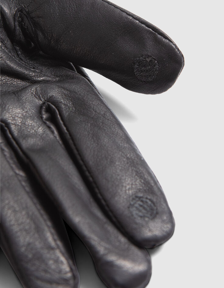 Women’s black leather gloves with studded chevrons-5