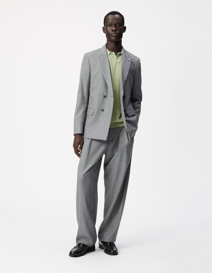 Chaqueta de traje gris de doble botonadura para Hombre-2