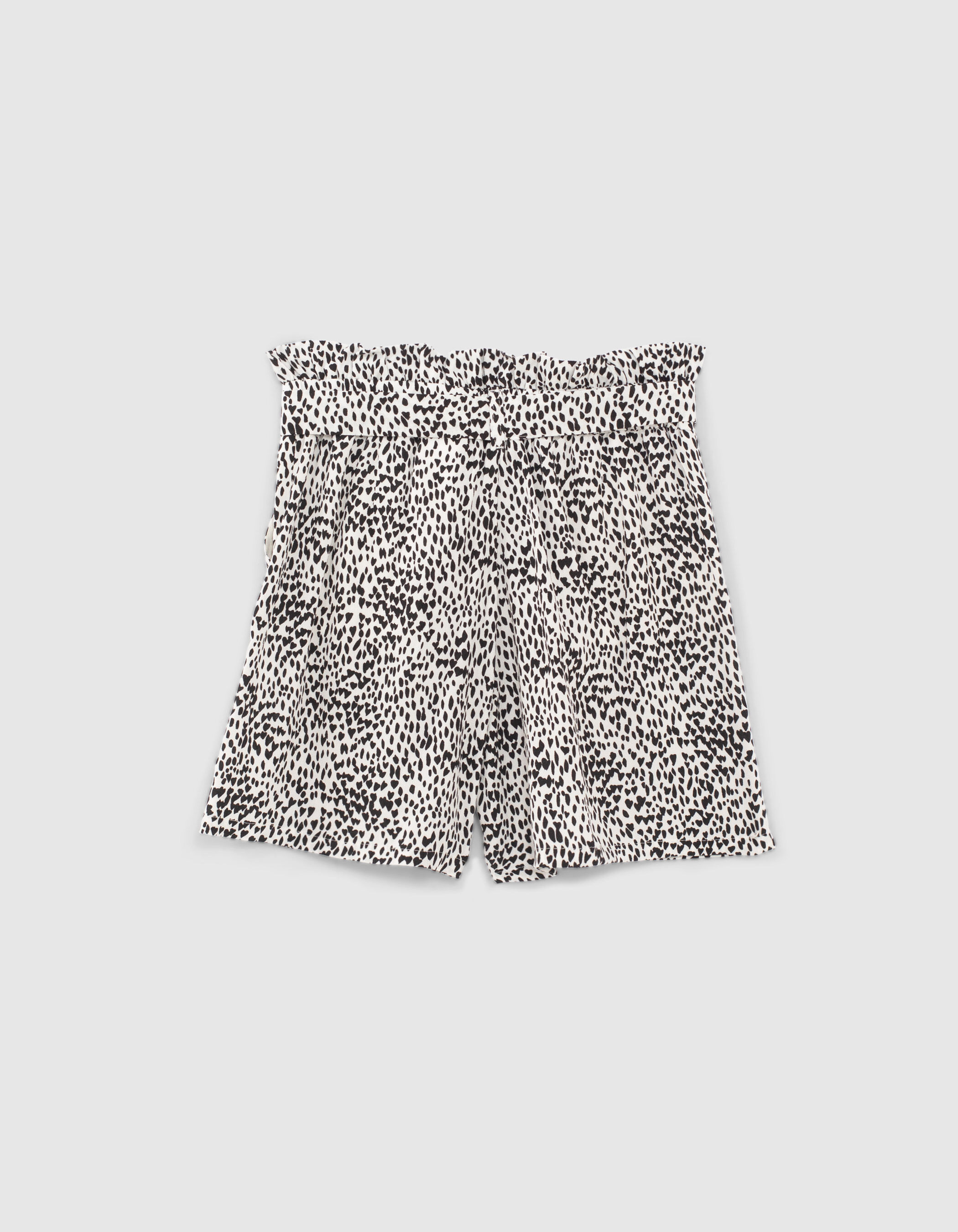 Girls white heart print flowing Ecovero paperbag shorts IKKS