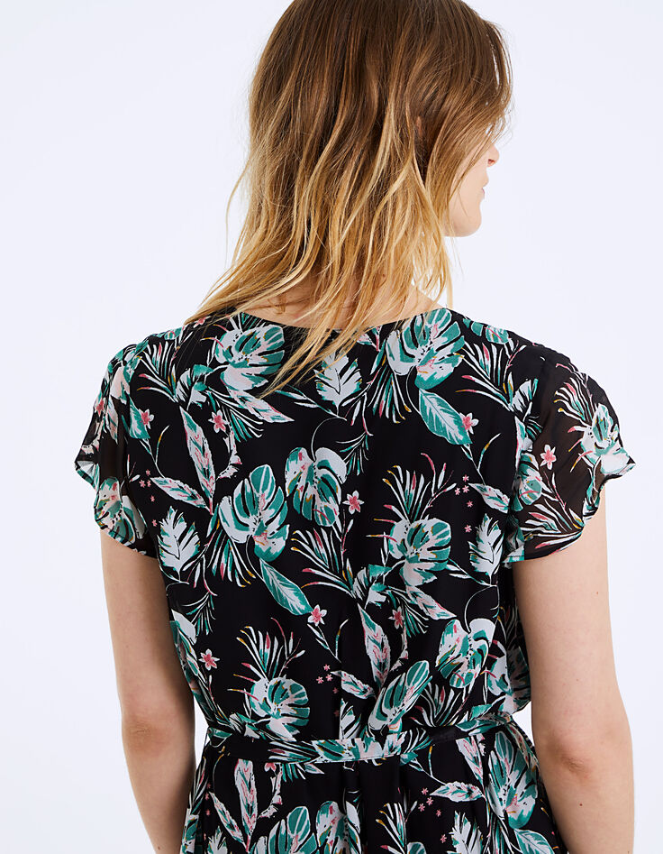Vestido recto de crepé viscosa estampado floral -5 Vestido recto de crepé viscosa estampado floral -5
