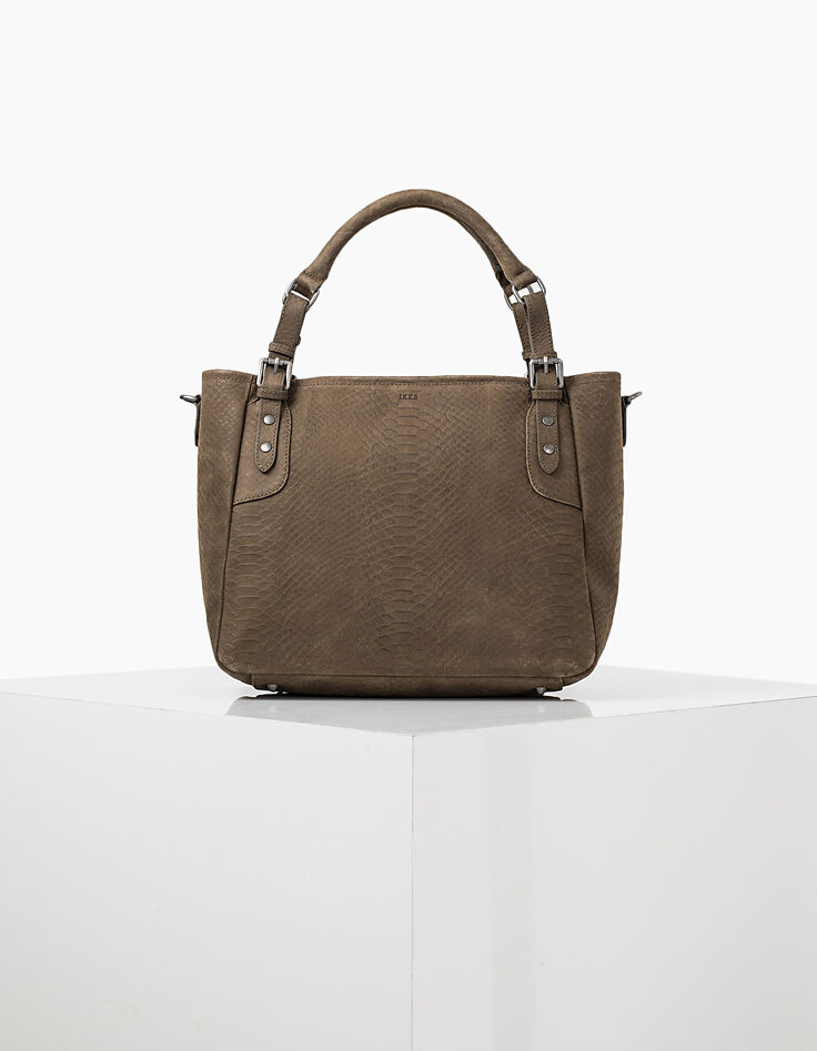 Sac cabas cuir de vachette effet reptile femme-3