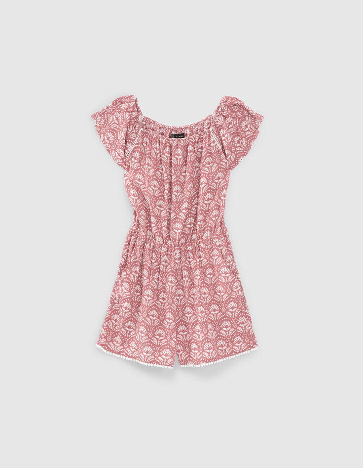 Mono corto rosa palo Ecovero&reg; estampado batik ni&ntilde;a-1