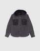 Medium grey jeanshemd afneembare kap jongens -1