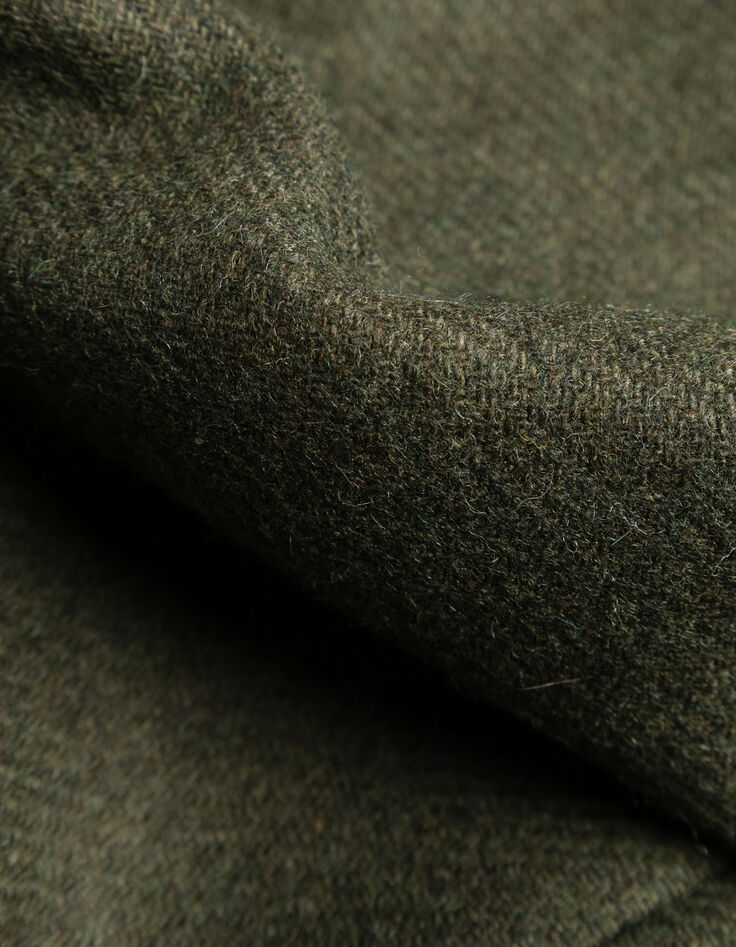 Women’s khaki long pea coat with engraved buttons-8