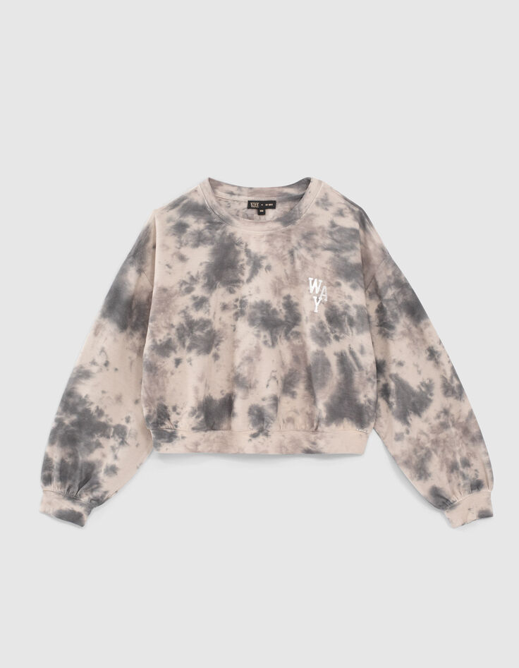 Cropped sweater wit en zwart tie and dye meisjes-1