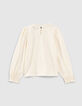 Girls’ ecru T-shirt with ruff collar-3