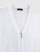 Cardigan écru tricot ajouré zippé fille-3