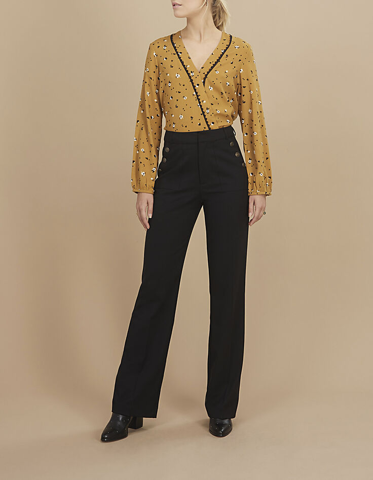 Okergele blouse bloemen-luipaardprint I.Code-1 Okergele blouse bloemen-luipaardprint I.Code-1