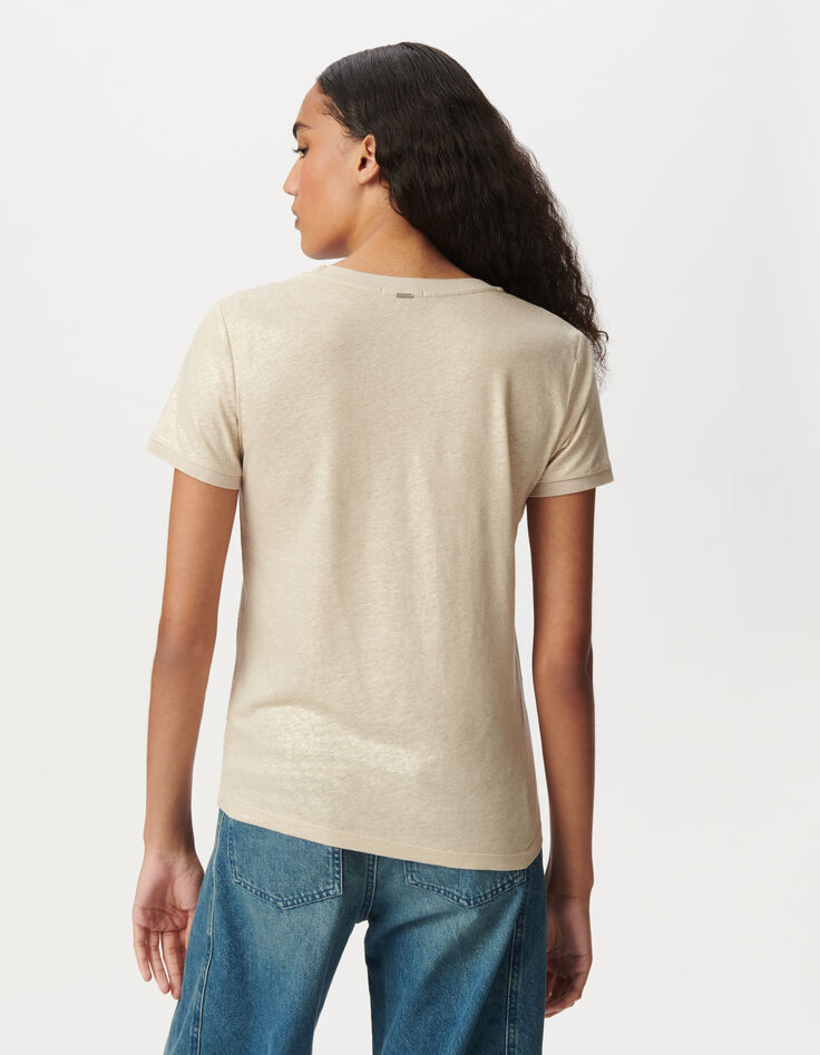 Beiges Kurzarm-T-Shirt irisierend-3