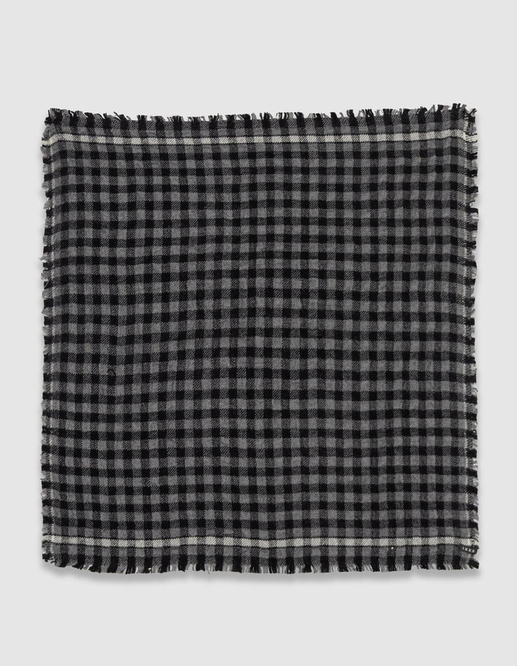 Women’s grey check square scarf-1