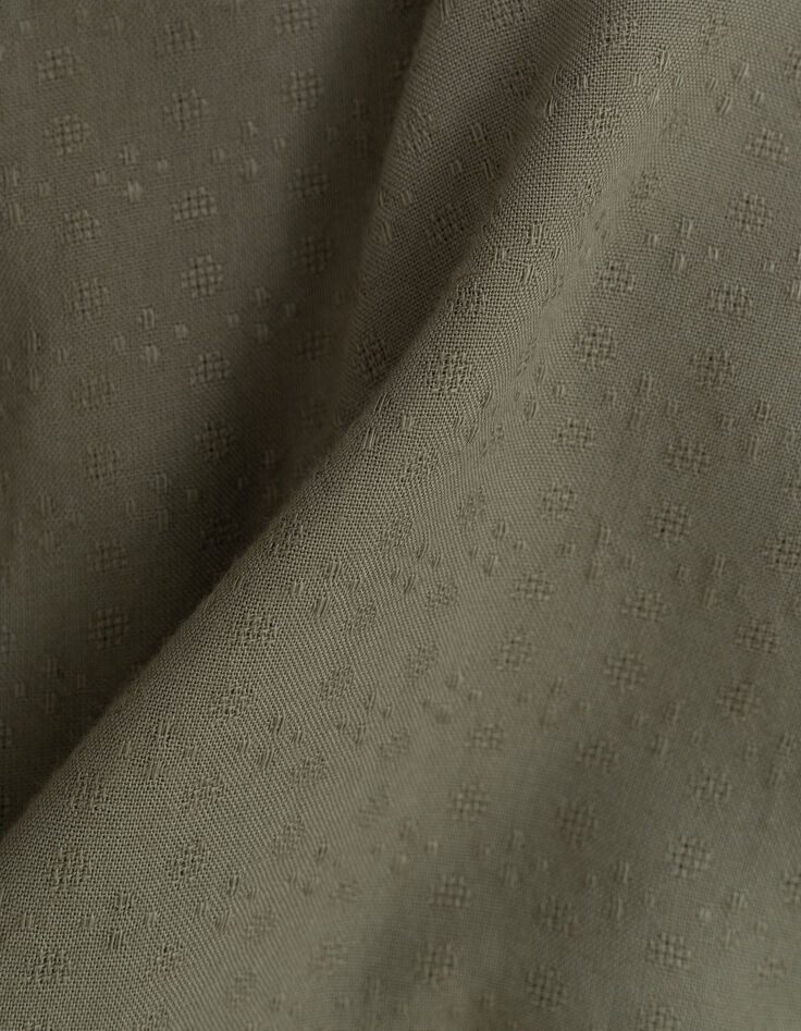 Robe kaki jacquard plastron brodé fille-9