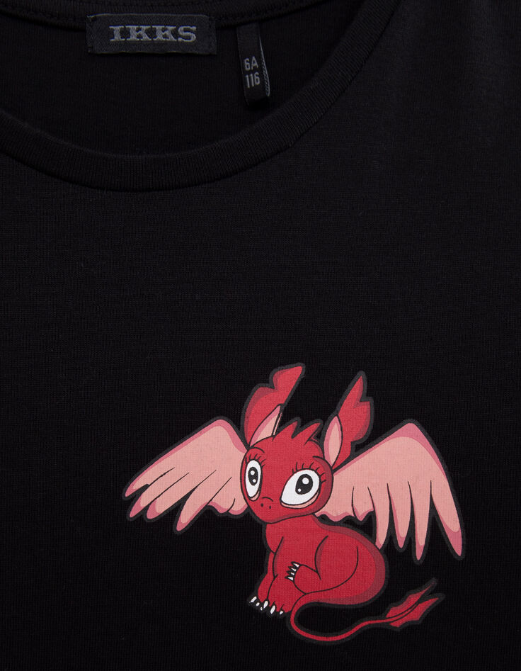 Zwart T-shirt draakopdruk meisjes-5