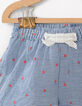 Short azul cielo de rayas bordado estrellas coral bebé-3
