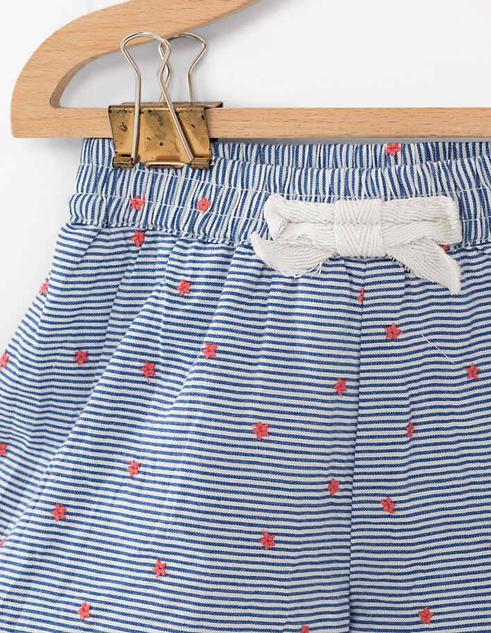 Baby girls’ sky blue coral star striped embroidered shorts - IKKS