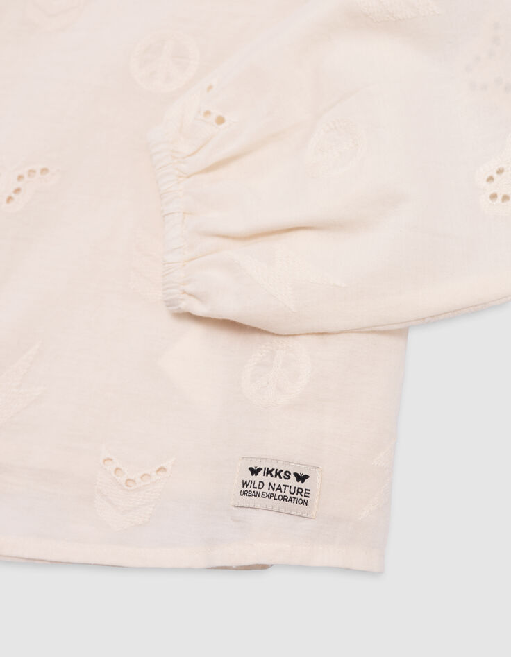 Blouse ecru broderie anglaise motifs army fille-4