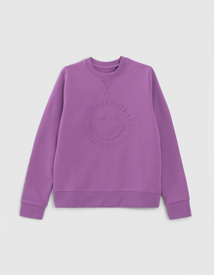 Sweat violet visuel embossé SMILEYWORLD garçon-2