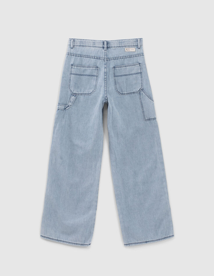 Blauwe baggy jeans biokatoen meisjes-2