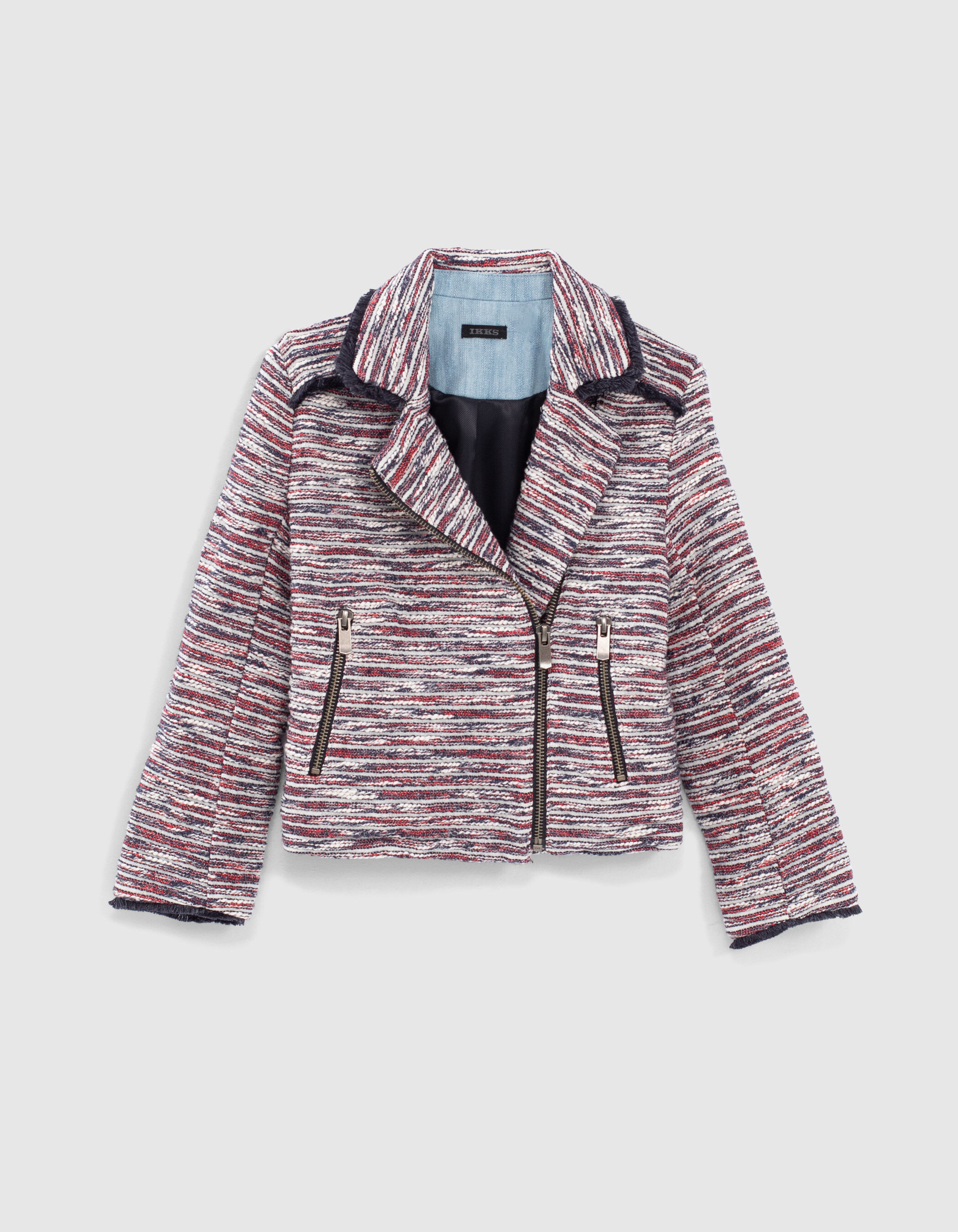 Veste marine mini me lainage facon tweed fille IKKS