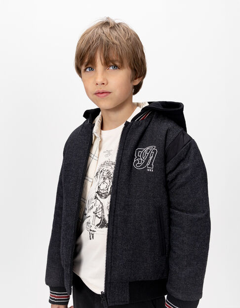Jungen-Wendejacke im Teddy-Stil, schwarz und grau - IKKS