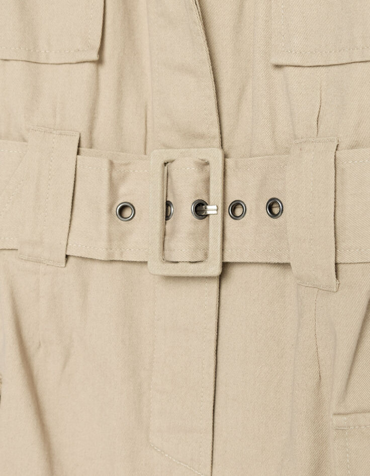 Robe saharienne longue beige sans manches Femme-8