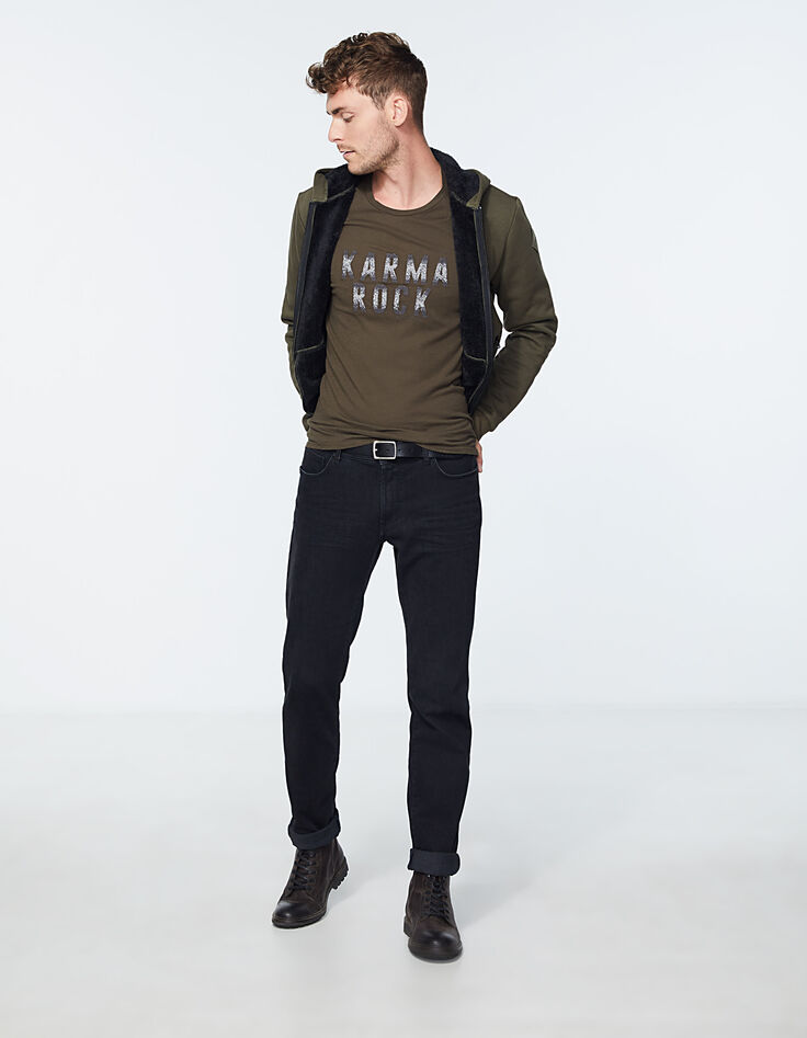 Camiseta caqui bordado Karma Rock Hombre-5 Camiseta caqui bordado Karma Rock Hombre-5