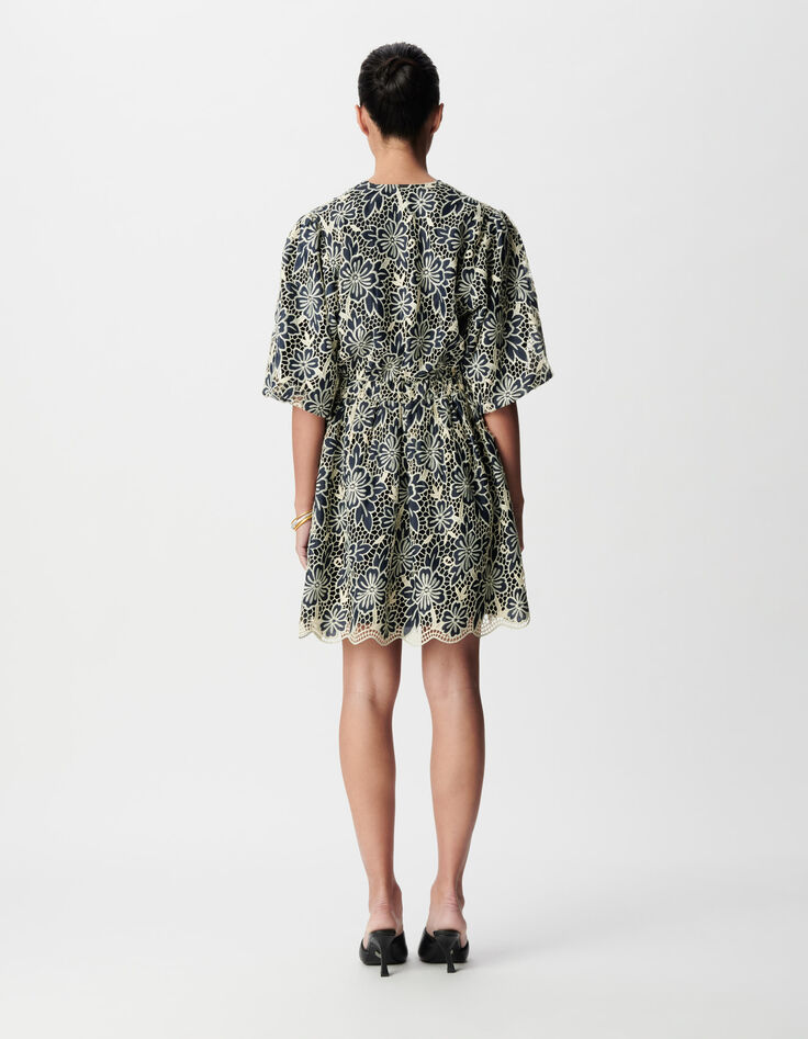 Robe chic marine dentelle &eacute;crue Femme-3