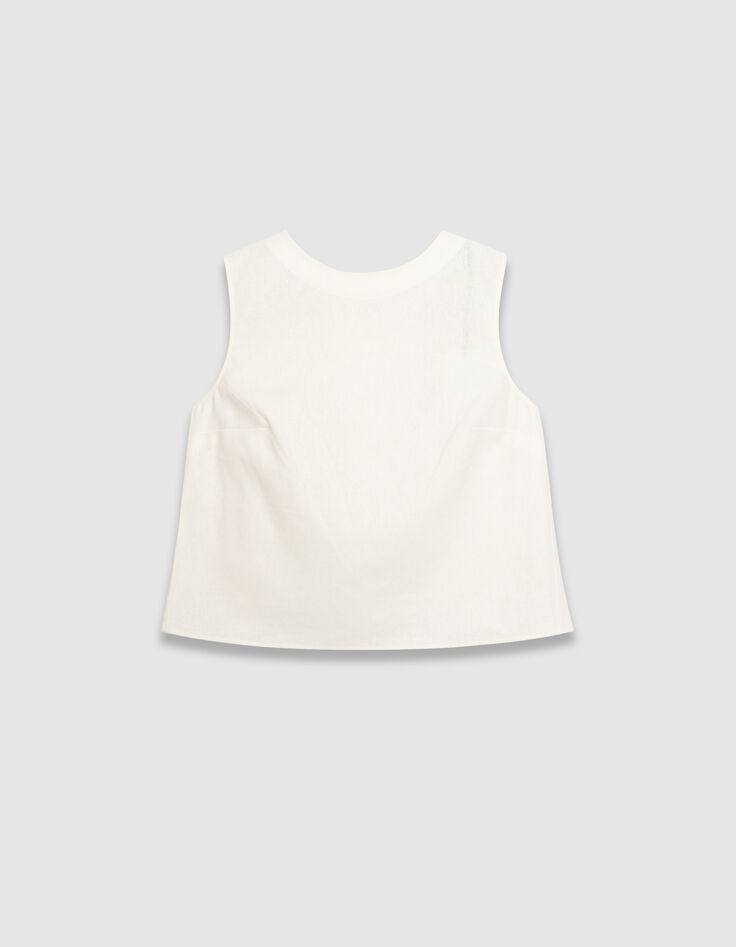 Top sans manches écru lin et coton Femme-5