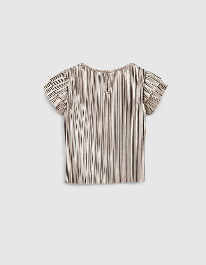Girls’ champagne pleated blouse with butterfly sleeves - IKKS