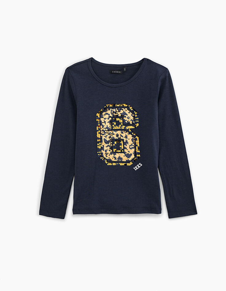 Tee-shirt navy 6 en sequins réversibles fille-2 Tee-shirt navy 6 en sequins réversibles fille-2