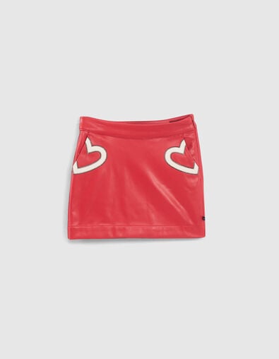 Falda rojo medio bolsillos bordados corazones niña - IKKS