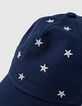 Marineblaue Mädchen-Kappe, aufgestickte silberne Sterne-4