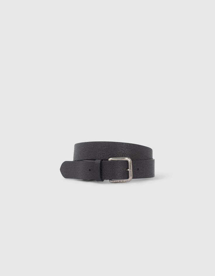 Ceinture noire en cuir effet galuchat Homme-1