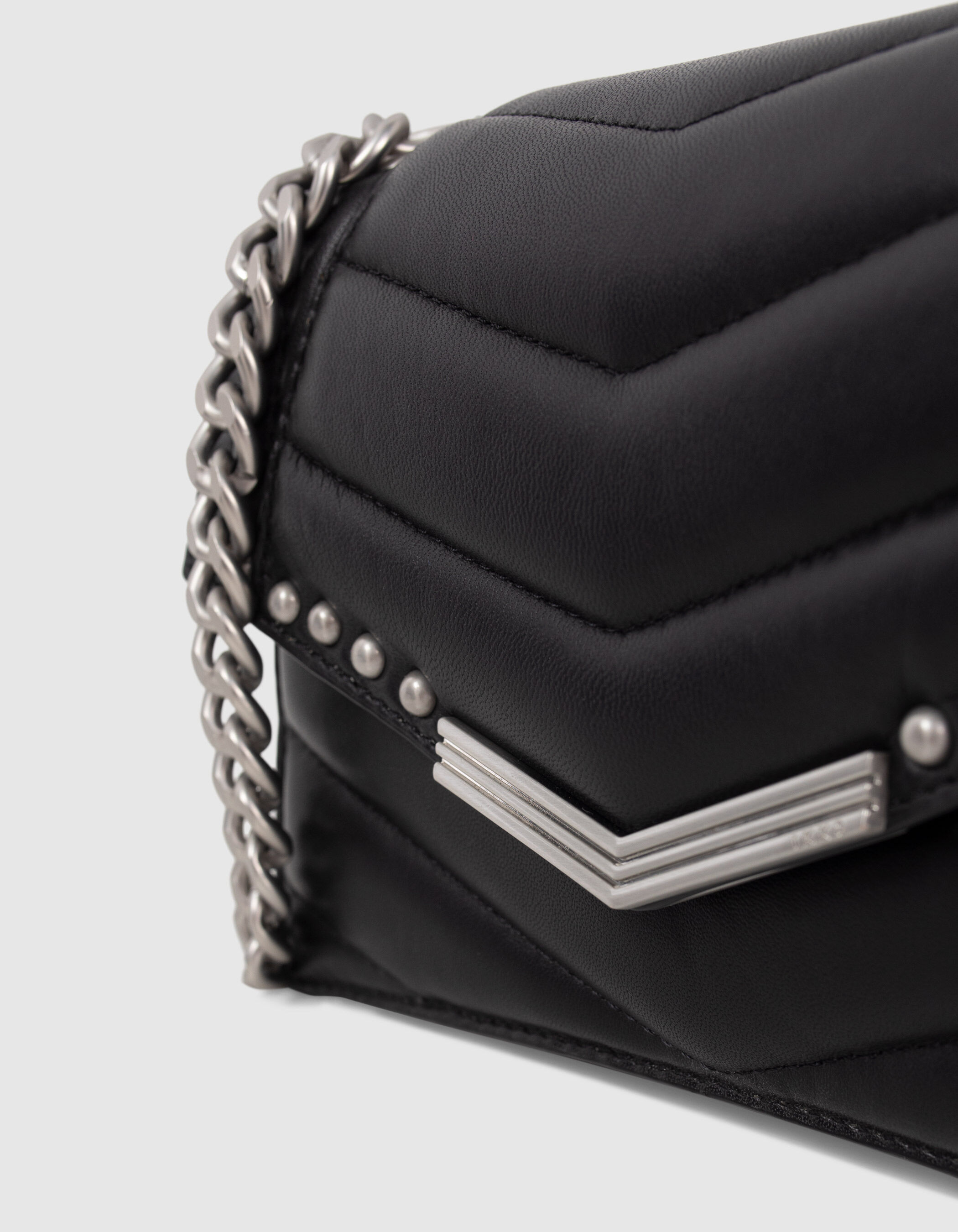 Women's black studded leather THE 1 Rock bag Size S IKKS