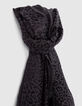 Foulard noir jacquard motif léopard lurex Femme-3