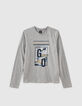 Boys&rsquo; grey skateboarder and bridge image T-shirt-1
