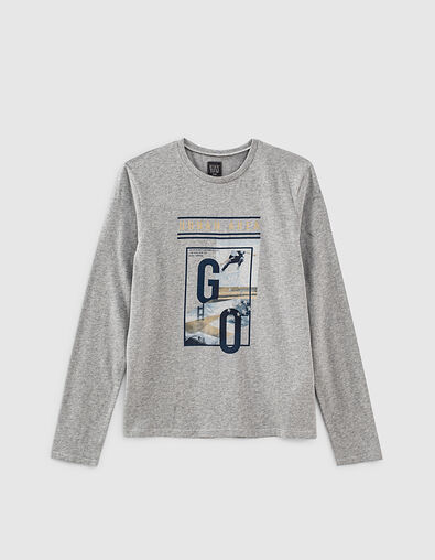 Boys&rsquo; grey skateboarder and bridge image T-shirt - IKKS