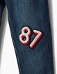 Jean skinny bleu, décors broderies et patchs fille-6