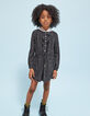 Robe gris anthracite à carreaux avec capuche fille-1
