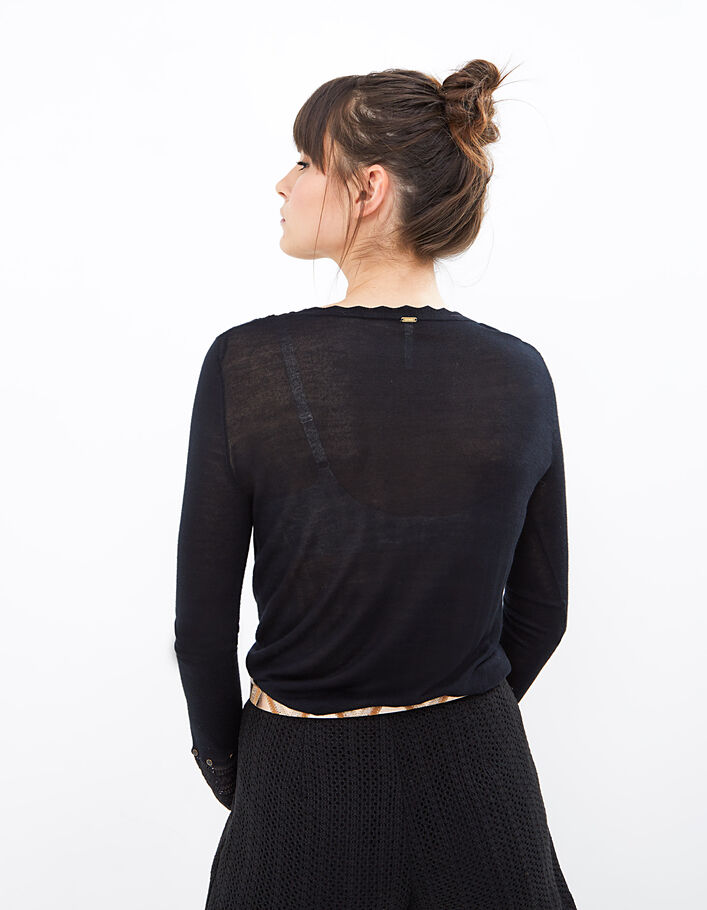 Jersey negro tricot fino plastrón encaje tachuelas I.Code - I.CODE
